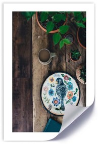 Gario Plagát Vyšívaný vták Farba rámu: Bez rámu, Veľkosť: 20 x 30 cm