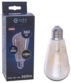 Dekoračná LED žiarovka E27 teplá 2700k 4w 400 lm jantárová