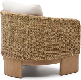 Béžové/v prírodnej farbe drevené/z umelého ratanu záhradné kreslo Xoriguer – Kave Home