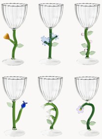 Súprava ručne vyrobených pohárov na víno Botanica, 6 dielov