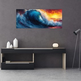 Obraz - Vlna v západu slnka (120x50 cm)