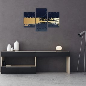 Obraz - Modrá a zlatá abstrakcia N⁰2 (90x60 cm)