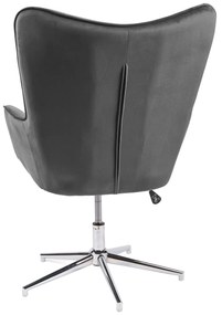 Otočné kreslo 100-110cm šedý zamat s taburetkou