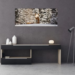 Obraz - Kôň v zimnej krajine (120x50 cm)