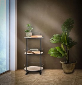 Servírovací vozík Arex 40 cm čierny/hnedý