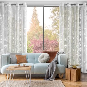 ZÁCLONA NA KRÚŽKOCH DELIA 140X250 CM LISTY