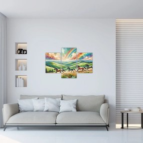 Obraz – Kone cválajúce krajinou (90x60 cm)