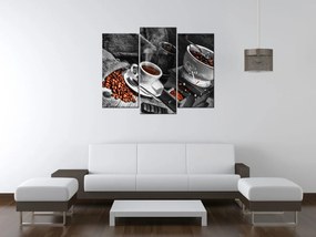 Gario Obraz s hodinami Káva arabica - 3 dielny Rozmery: 30 x 90 cm