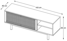 Dizajnový TV stolík Calloway 143 cm prírodný dub