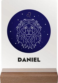 ČistéDrevo Vaše znamenie s menom na akrylovom skle - tmavý stojan Zvolte znamení zvěrokruhu: Lev