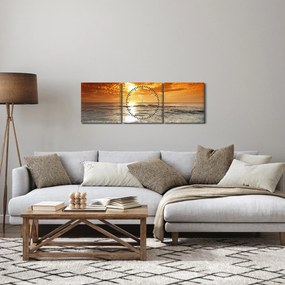 Obraz západ slnka na Korzike (s hodinami) (90x30 cm)