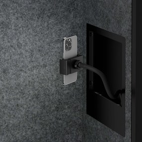 Akustická kabína SALLY MentalBox 600 mm – čierny korpus, sivé sedadlo