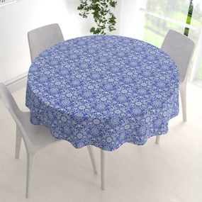 Biante Dekoračný okrúhly obrus PML-100 Modro-biely ľudový ornament Ø 80 cm