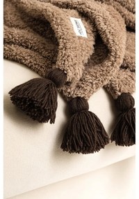 Hnedý mikroplyšový pléd na dvojlôžko 200x220 cm Pufffy – Mijolnir