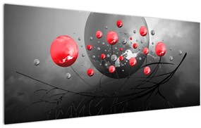 Obraz červených abstraktných gulí (120x50 cm)