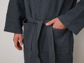 Vaflový župan s kapucňou SPAFFLE, tmavosivý Veľkosť: L/XL
