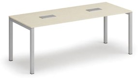 Stôl SQUARE 2000 x 800 x 750, buk + 2x stolná zásuvka TYP I, strieborná