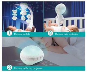 Infantino - Kolotoč nad postieľkou s melódiou a projektorom 3v1 3xAAA zelená