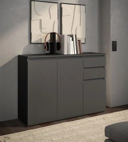 Komoda s 2 šuplíkmi Brest, 119 cm, antracitová