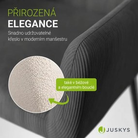 Pohodlné manžetové kreslo z manšestru, sivé