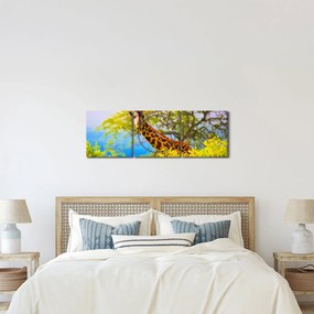 Obraz žirafy v Afrike (s hodinami) (90x30 cm)