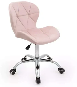 LuxuryForm DESIGN Stolička LIVIO VELUR na striebornej podstave s kolieskami - ružová