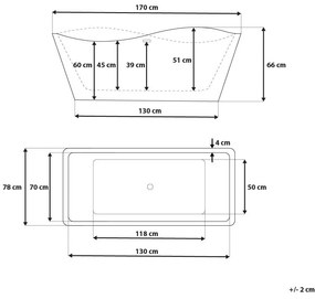 Voľne stojaca vaňa 170 x 78 cm biela MARAVILLA Beliani