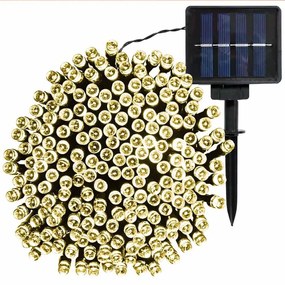 Solárna záhradná svietiaca reťaz 100 LED, teplé biele svetlo, 10 m