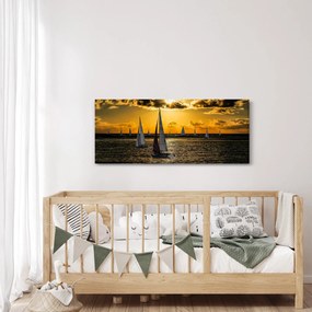 Obraz jachty v západe slnka (120x50 cm)