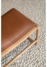 Podnožka s konštrukciou z dubového dreva so zeleným textilným sedadlom Gazzda Dedo