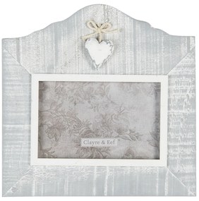 Šedivý drevený fotorámček so srdcom - 22 * ​​2 * 21 cm / 15 * 10 cm