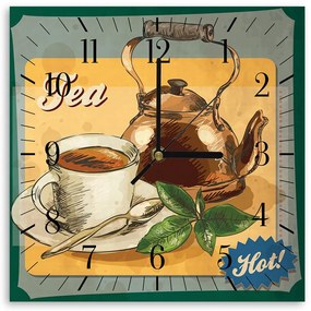 Gario Hodiny na stenu Horúci čaj Rozmery: 60 x 60 cm