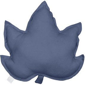 Cotton &amp; Sweets Ľanový vankúš javorový list modrá 43×43 cm