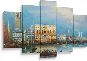 Obraz - Gondola prechádzajúca Benátkami, olejomaľba (150x105 cm)