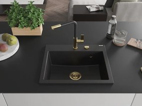 Mexen Oscar, 1-komorový granitový drez 580x490x205 mm, čierna, 6519581000-77-G