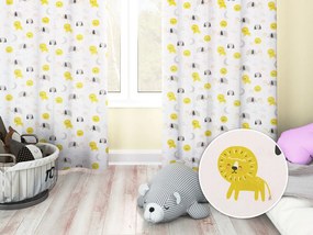 Biante Detský bavlnený záves Sandra SA-649 Slony a levy na bielom 150x150 cm