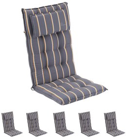 Sylt, čalúnená podložka, podložka na stoličku, podložka na vyššie polohovacie kreslo, vankúš, polyester, 50 × 120 × 9 cm, 6 × podložka
