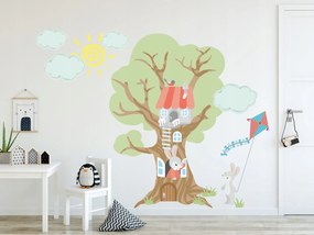 Moderná detská nálepka stenu zajačia rodinka zo stromu 100 x 200 cm