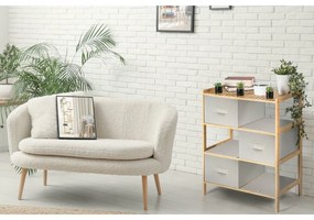 G21 Bambusová polica s košíkmi, 3 police, béžová, 3 poschodia