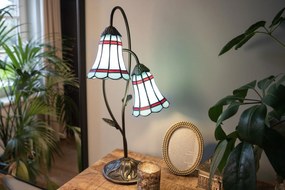 Stolná Tiffany lampa 2 tienidlá červené pruhy RedLine - 35*18*61 cm E14/max 2*25W