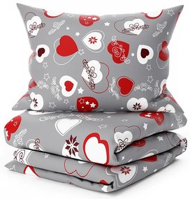 Obliečky mikroplyš CHRISTMAS HEART sivé Rozmer obliečky: 2 ks 70 x 90 cm | 200 x 220 cm