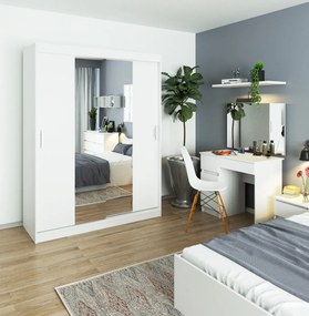 Kozmetický stolík so zrkadlom T-6 90x50 cm biely ľavý