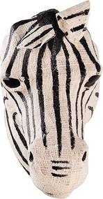 Bielo-čierna antik nástenná dekorácia socha zebra - 21*46*37 cm