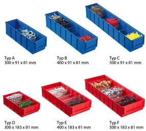 Regál s plastovými boxmi ShelfBox, 1600 x 800 x 300 mm, 32x A, 20x D
