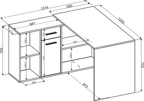 ROHOVÝ PISACÍ STÔL TUOMO BIELY