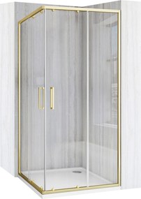 Rea City, sprchovací kút s posuvnými dverami 80(dvere) x 80(dvere) x 190 cm, zlatý matný profil + biela sprchová vanička Savoy, KPL-K6444