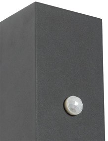 Tmavosivá nástenná lampa s 2 svetlami IP44 s pohybovým senzorom - Baleno