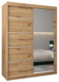 Šatníková skriňa 150 cm so zrkadlom Verika 2 150 (dub artisan). Akcia -21%. Vlastná spoľahlivá doprava až k Vám domov. 1064199