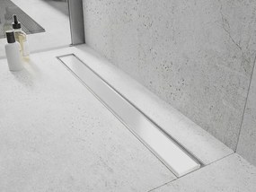 Mexen Flat nerezový sprchový žľab 80 cm vzor biele sklo, 1027080-15