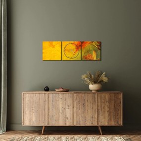 Obraz - Jesenné listy (s hodinami) (90x30 cm)